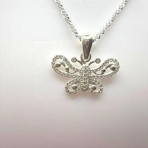 Butterfly AAA CZ with 18" Italian Twisted Beauty Sterling Silver Italian chain
